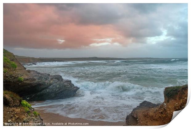 Copper Clouds, St Ives Bay, Cornwall Print by Rika Hodgson