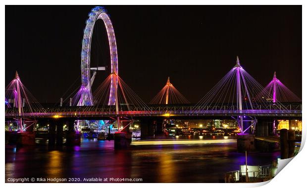 London Eye and Golden Jubilee Bridges, London Print by Rika Hodgson