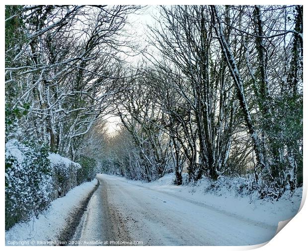 Frozen Praze Road, Leedstown, Cornwall Print by Rika Hodgson