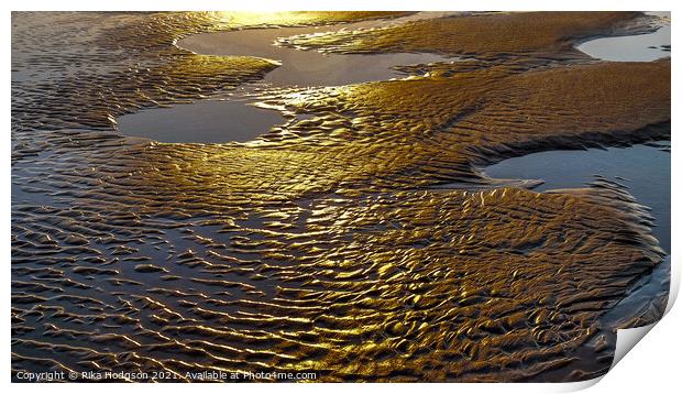 Golden ripple patterns, Gwithian beach, Hayle, Eng Print by Rika Hodgson