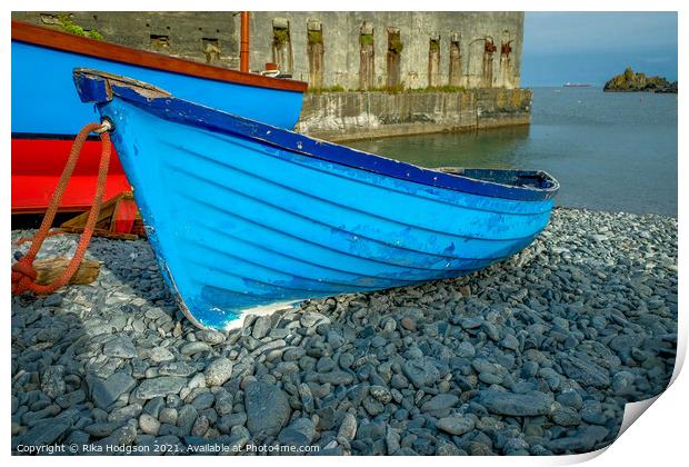 Fishermen's boats, Porthoustock Beach, Cornwall Countryside Print by Rika Hodgson