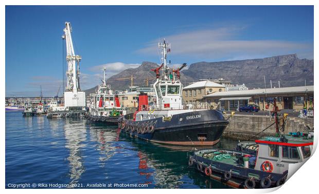 Boats in Cape Town Harbour, South Africa Print by Rika Hodgson