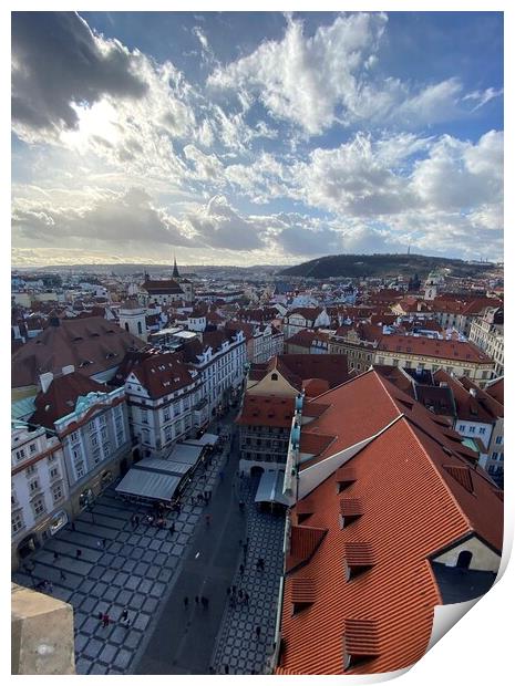 Beautiful Prague Rooftops Print by David Bennett