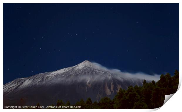 Mount Teide Under a Full Moon Print by Peter Louer