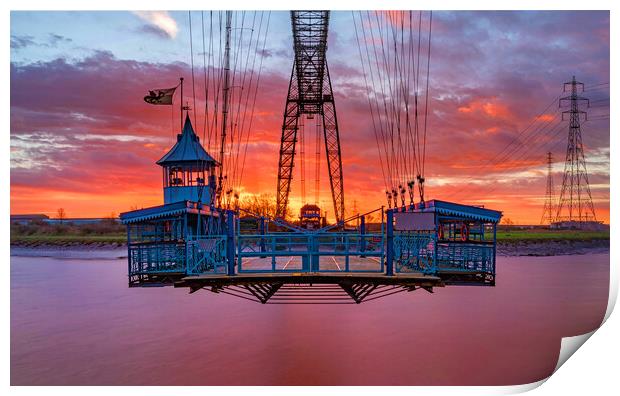 Newport Transporter Bridge - Gondola at sunrise Print by Edy Rice