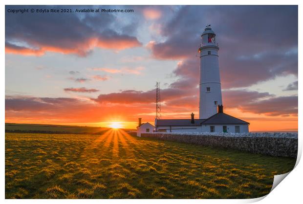 Nash Point Lighthouse, South Wales Print by Edy Rice