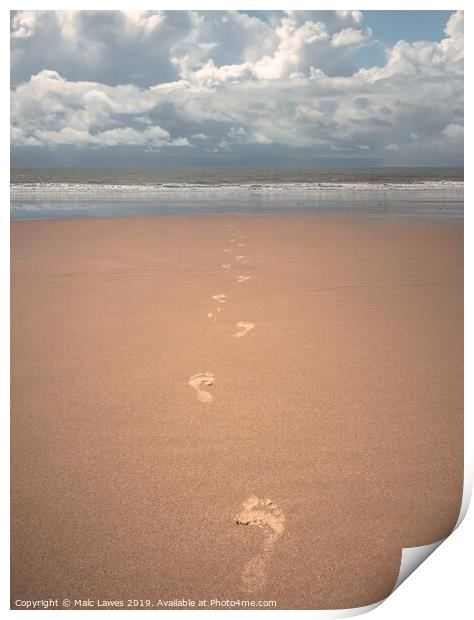 Footprints in the Sand Print by Malc Lawes