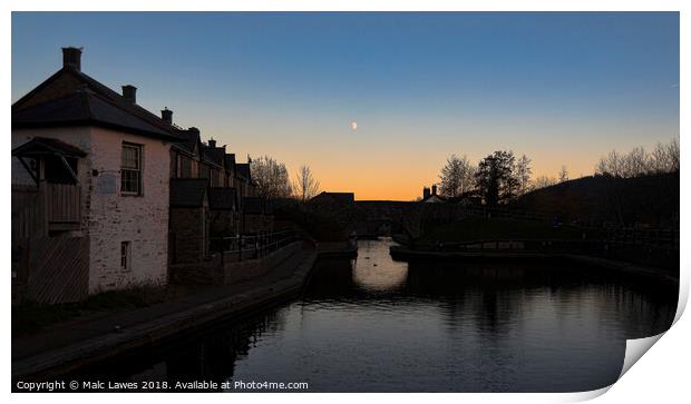 Sunset on the Brecon Canal  Print by Malc Lawes