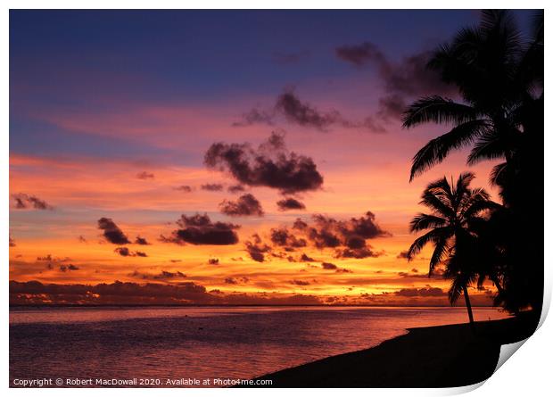 Sunset from Moana Sands in Rarotonga Print by Robert MacDowall