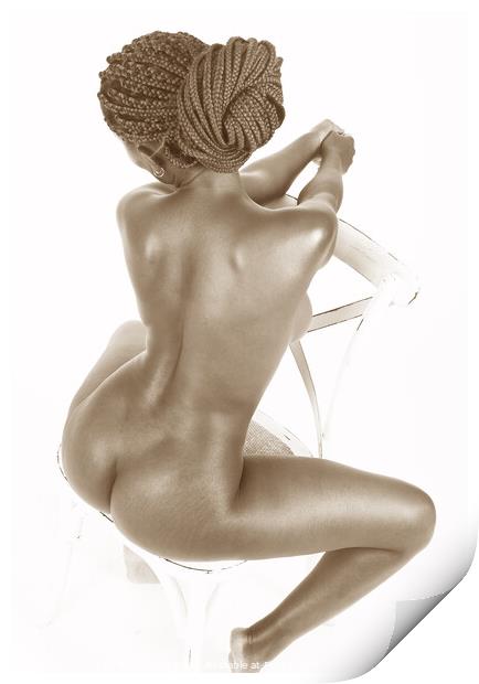 Sitting nude from above - in sepia Print by Robert MacDowall