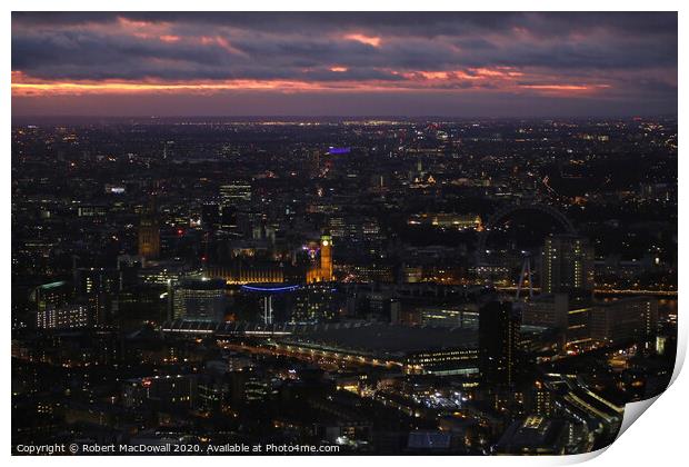 West London at night from the Shard Print by Robert MacDowall