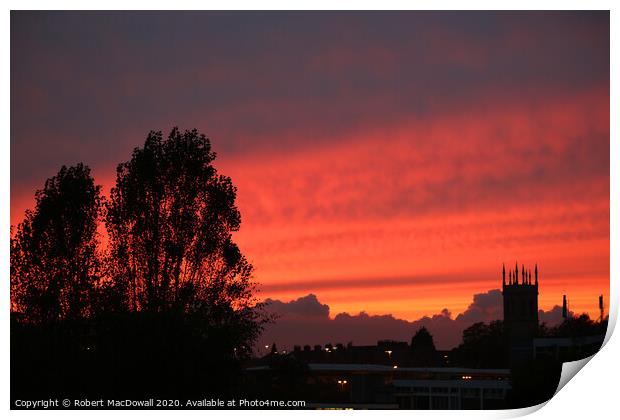 Dusk over Grantham Print by Robert MacDowall