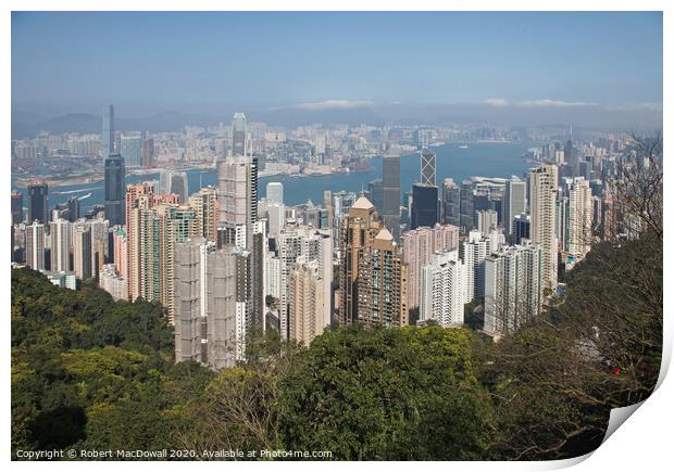Hong Kong Island skyscrapers from Victoria Peak Print by Robert MacDowall
