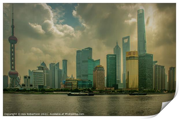 Shanghai cityscape Print by Kev Robertson