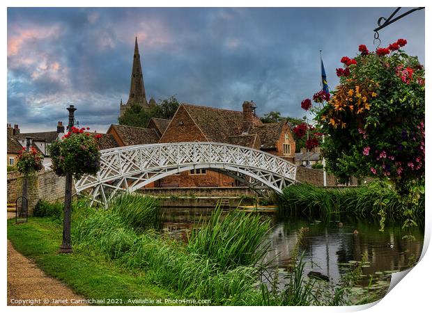 Tranquil sunset on the Chinese Bridge Print by Janet Carmichael