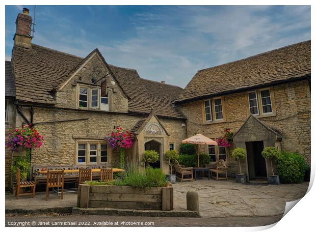 Charming White Hart Inn in the Cotswolds Print by Janet Carmichael