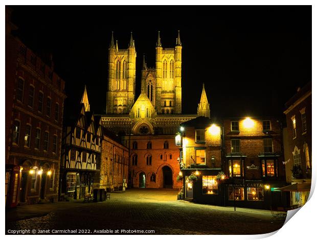 Lincoln Cathedral at Night Print by Janet Carmichael