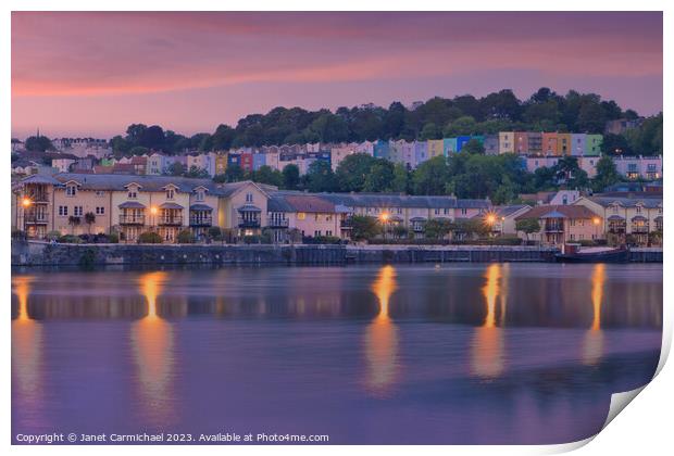 Sunset Skies over the Coloured Houses of Bristol Print by Janet Carmichael