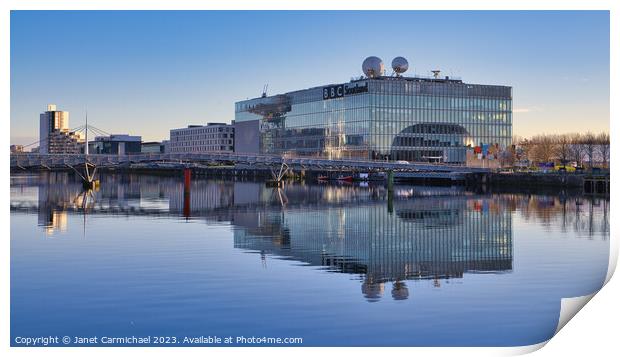 Reflections of Pacific Quay, Glasgow Print by Janet Carmichael