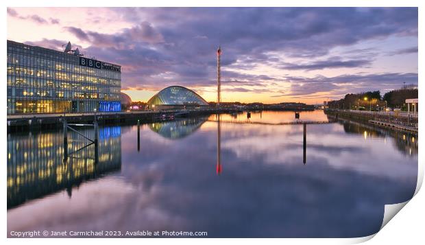 The Glasgow Science Centre at Nightfall Print by Janet Carmichael