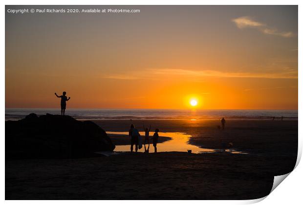 Perranporth sunset Print by Paul Richards