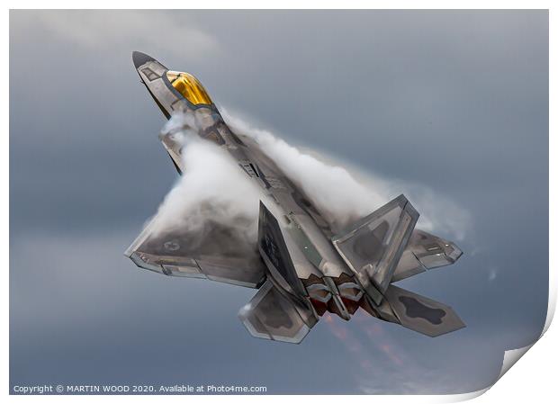 F-22 Raptor clouds Print by MARTIN WOOD