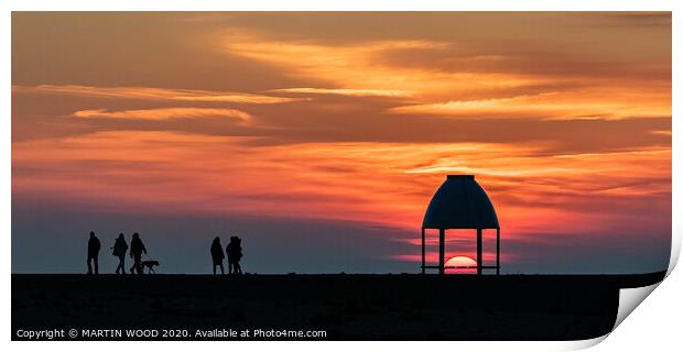 Folkestone beach shelter sunset 6  Print by MARTIN WOOD