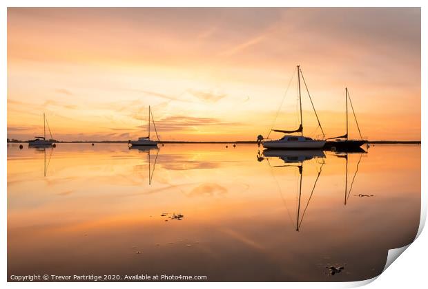 Boats at Dawn Print by Trevor Partridge