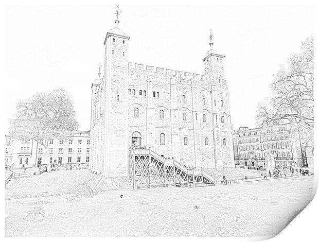 White Tower, Tower Of London Print by Les Morris