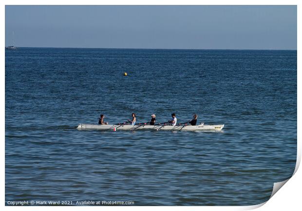 Four Man Rowing at Bexhill Print by Mark Ward
