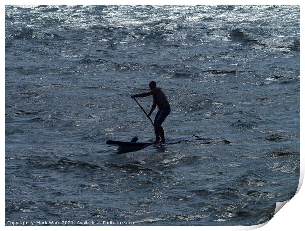 Brave Rough Sea Paddle Board Man. Print by Mark Ward