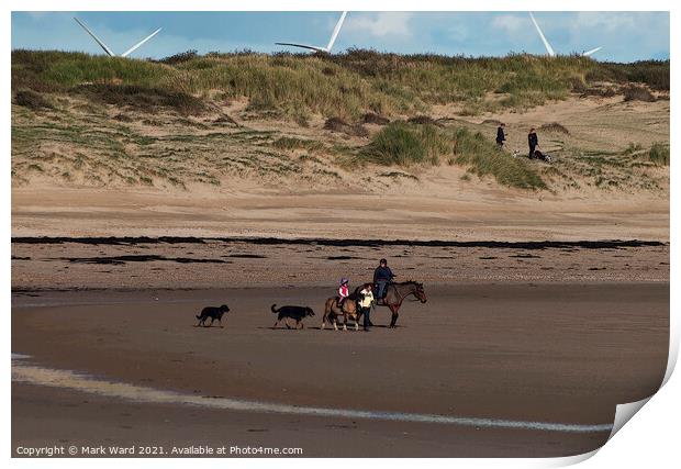Autumn Activity on Camber Sands. Print by Mark Ward