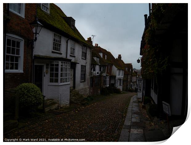 A Cobbled Rye Street in Autumn. Print by Mark Ward