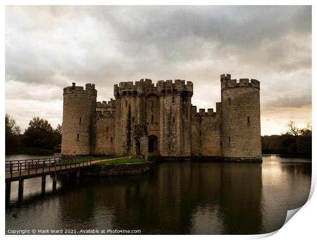 Bodiam Castle in East Sussex. Print by Mark Ward