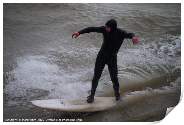 Surfing in Sussex. Print by Mark Ward