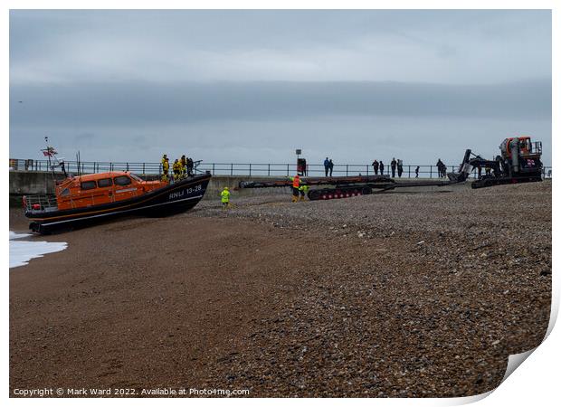 Hastings Lifeboat returning to base Print by Mark Ward