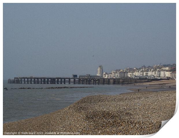 Hastings Pier from the beach. Print by Mark Ward