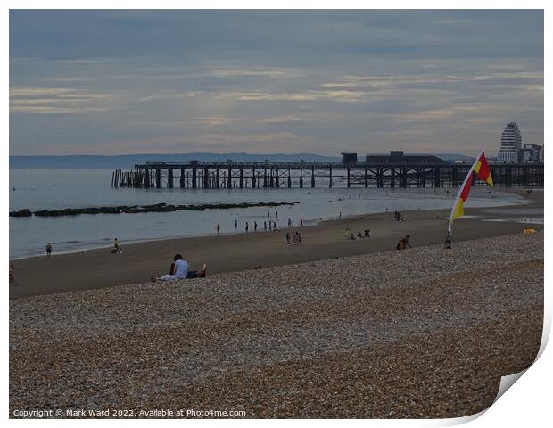 Early Summer evening on Hastings beach Print by Mark Ward