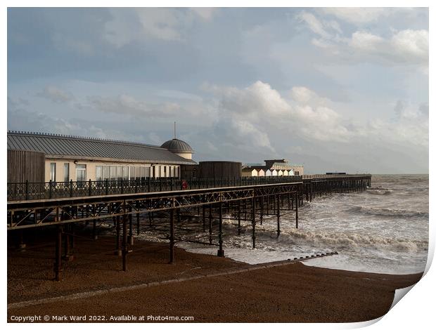 Winter Wind and Waves on Hastings Pier. Print by Mark Ward