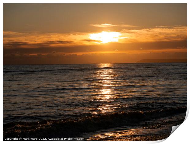 Sunset Sea in Sussex. Print by Mark Ward