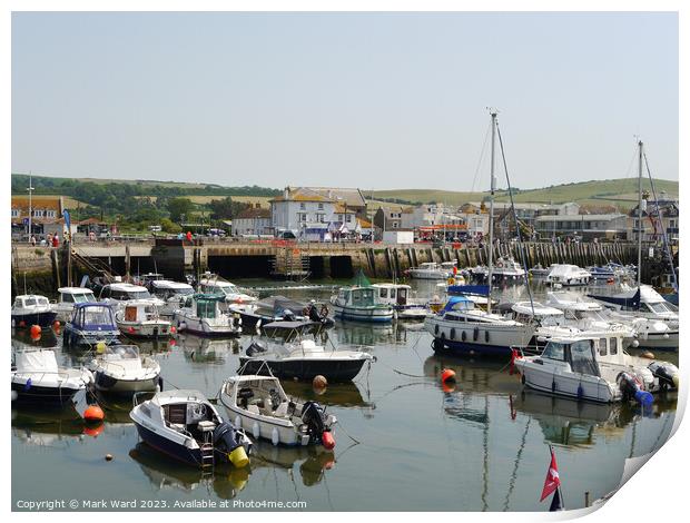 The Harbour in West Bay Dorset. Print by Mark Ward