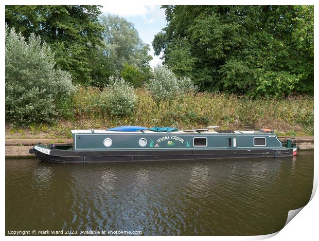 Narrowboat on the Ouse. Print by Mark Ward