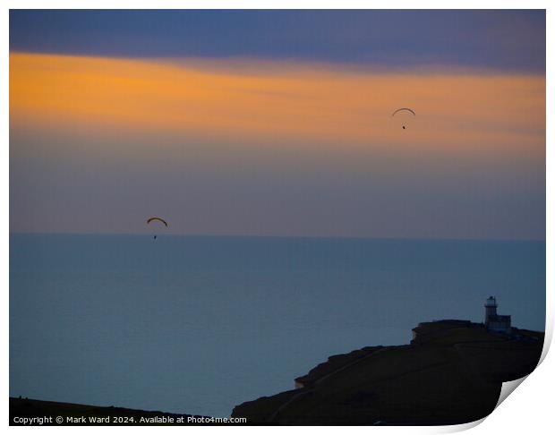 Sunset over Belle Tout . Print by Mark Ward