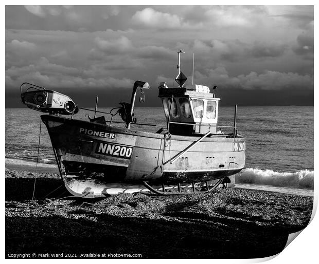  Hastings Fishing Boat in Black and White Print by Mark Ward