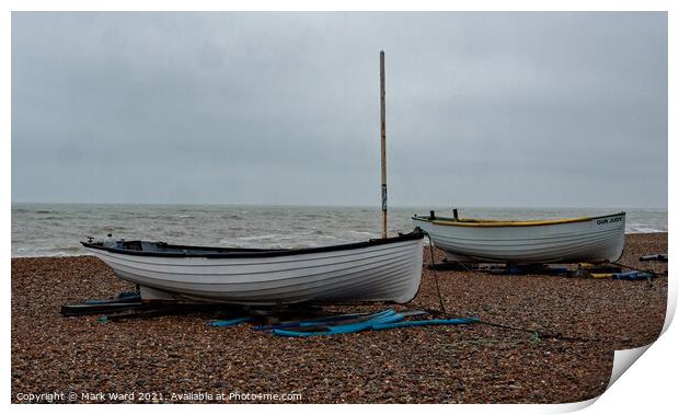 Sussex Small Fishing Boats Print by Mark Ward