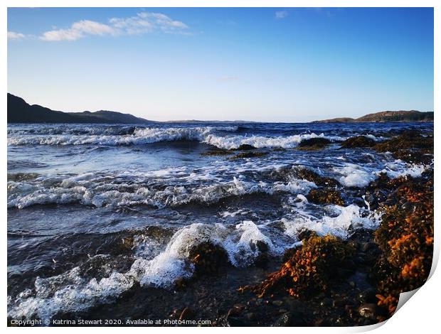 Waves on Loch Ewe Print by Katrina Stewart