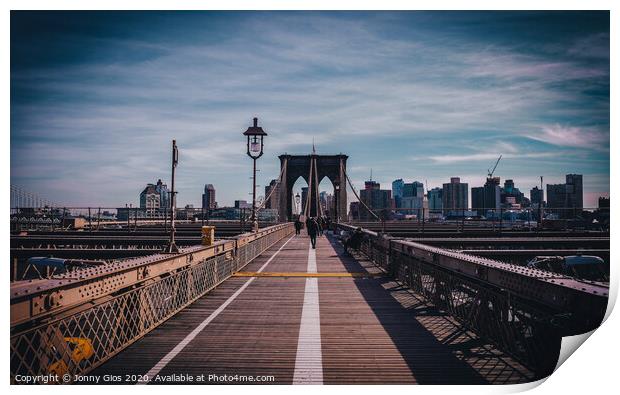 Brooklyn Bridge Walkway Print by Jonny Gios