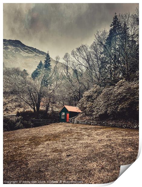 Red and Green Hut Print by Jonny Gios