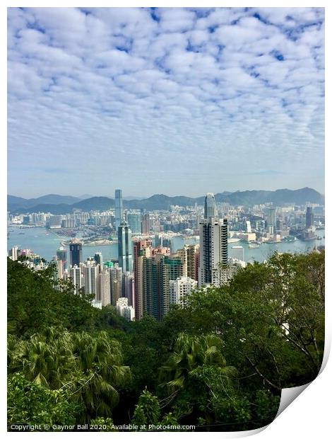 Hong Kong skyline Print by Gaynor Ball
