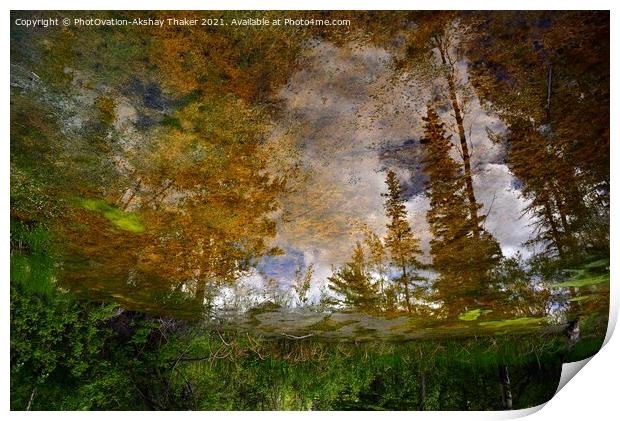An artistic colorful refection in a natural thermal mineral spring Print by PhotOvation-Akshay Thaker